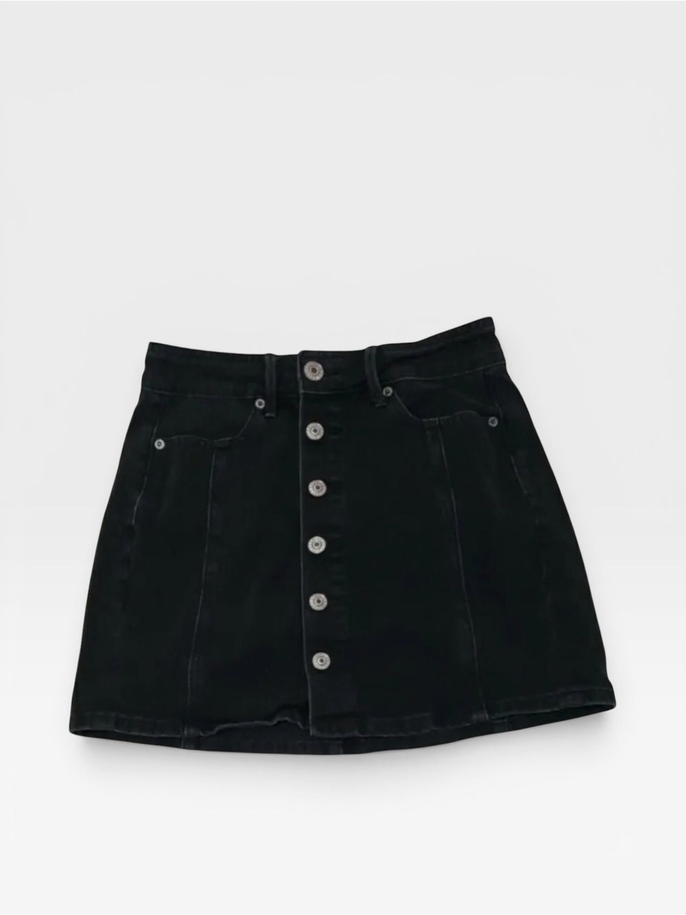 American Eagle Outfitters Black Button-Front Mini Skirt